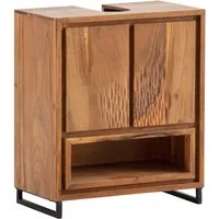 massivum Waschbeckenunterschrank Maddox Massivholz Akazie Badezimmerschrank