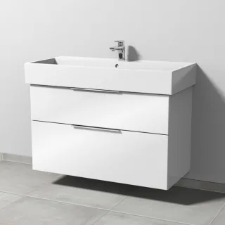 Sanipa 3way Waschtischunterbau zu Duravit Vero Air Waschtisch mit 2 Auszügen, Weiß-Glanz UF43578