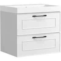 welltime Waschtisch CADIZ, Waschtisch, matt weiß, Landhaus-Optik, schwarze Aktzente