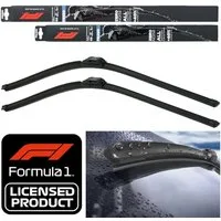 Formula 1 Scheibenwischblätter Set F1 Wischerblatt 530mm + 450mm Scheibenwischer, vorne, (Packung, 2-St), Set Flachbalkenwischer Spoiler Multi Adapter-System Fahrer Beifahrer