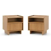 MOEBLO Nachttisch LILIE S50 (in Eiche Caramel – moderner, minimalistischer Nachtkommode mit Schublade, Push-to-Open und Japandi Design, Nachttisch Nachtkommode Nachtschrank Nachtkonsole Beistelltisch Schlafzimmer, 2-St), (BxHxT): 50 x 51 x 39 cm