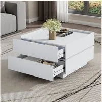REDOM Couchtisch 360° drehbar, 2 Ablageflächen, Stauraum, Wohnzimmer-Beistelltisch (Satztisch, Wohnzimmertisch Beistelltisch, Wohnzimmertisch, 1-St., Dekorativ), Elegantes Design