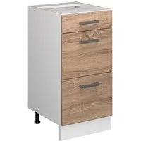 Vicco Unterschrank R-Line, Sonoma/Weiß, 40 cm mit Schubladen, ohne Arbeitsplatte (1-St)