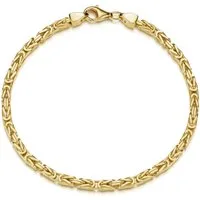 Materia Königsarmband Herren Gold Königskette massiv 3mm SA-152, Sterlingsilber, vergoldet