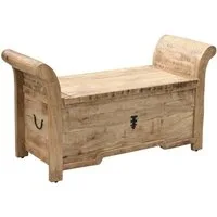 baario Sitztruhe Truhenbank ADNA Vintage, braun Sitztruhe Stauraum massiv Mangoholz Antik