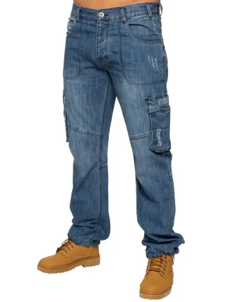 Enzo | Herren Combat Denim Jeans - Blau