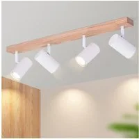 Nettlife Deckenstrahler Deckenstrahler 4/5 Flammig Holz Vintage GU10, Schwenkbar 350°, LED wechselbar, Deckenleuchte für Wohnzimmer Schlafzimmer Esstisch Küche Kindzimmer