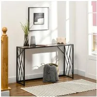 HOMCOM Konsolentisch Sofatisch, Beistelltisch, für Kleinen Raum, Wohnzimmer (Dekotisch, 1-St., Flurtisch), für Flur Eingang Büro, Stahl, 120 x 35 x 75 cm Braun