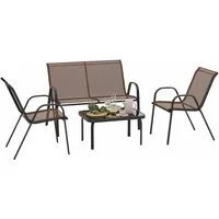 KOMFOTTEU Balkonset, (4-tlg), mit Couchtisch & Gartenbank & 2 Essstühle