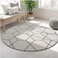 Sanat Teppich Trellis, rund, Höhe: 10 mm, Kurzflor, skandi, boho, auch als Läufer und in rund