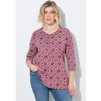 Ulla Popken T-Shirt Shirt Zierfalten A-Linie V-Ausschnitt 3/4-Arm