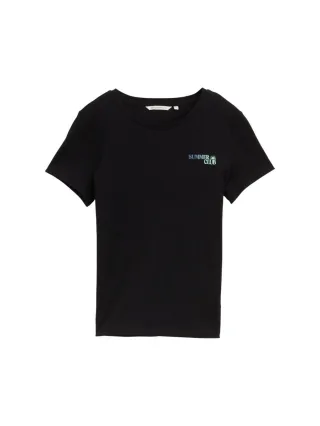 TOM TAILOR Denim - T-Shirt mit Schriftzug schwarz - Gr. - XS