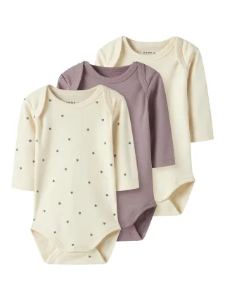 NAME IT - NBFBODY 3P LS HEART NOOS summer sand - Gr. - 80