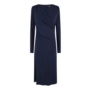 Boss - "Ettita" Wickelkleid für Damen, V-Ausschnitt, Langärmlig (Dunkelblau)