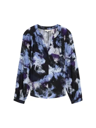 Tom Tailor - Loose Fit Bluse aus Viskose artistic watercolor design - Gr. - 42