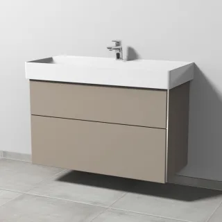 Sanipa 3way Waschtischunterbau zu Duravit Dura Square Waschtisch mit 2 Auszügen, Sandgrau-Matt BS42767