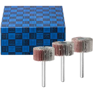 PFERD TOOLS Fächerschleifer-Set 3-tlg. Korund 30x15mm Schaft 6 mm A60, 80,120 für Feinschliff - 44498002
