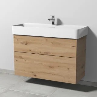Sanipa 3way Waschtischunterbau zu Laufen VAL Waschtisch mit 2 Auszügen, Eiche Natural-Touch SM82485