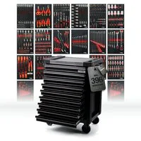 Mephisto-Tools Werkzeugwagen, (fertig montiert und bestückt), Werkzeug aus Chrom Vanadium Stahl, seitlich genormte Lochwand