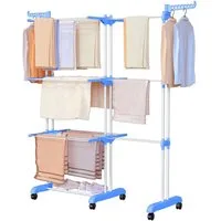 Oak&Tea Wäscheständer Turmwäscheständer Ausziehbarer Wäscheständer Turm für Balkon & Wohnung, XXL Standtrockner, 4 Ebenen, klappbare zwischen 83-200cm, mit Rollen