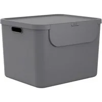 ROTHO Mülltrennsystem Albula Mülleimer 55l mit Frontklappe für die Küche – Recycling System, Behälter ideal für Mülltrennung & Recycling