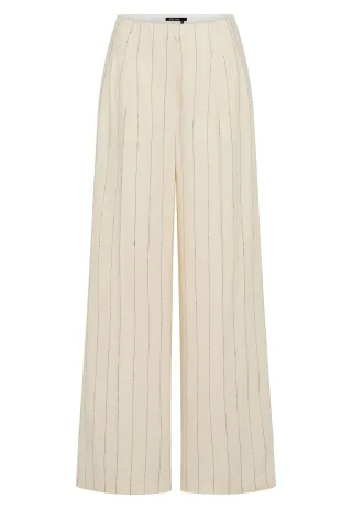 Marc Aurel - Bundfaltenhose mit Streifenmuster beige varied - Gr. - 34
