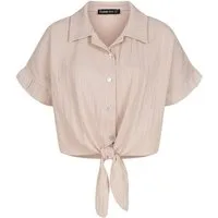 CLOUD 5IVE Klassische Bluse CLOUD 5IVE Crop Bluse mit Knopfleiste und Knoten