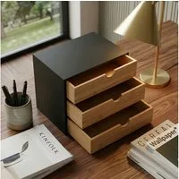 EDAXO Aufbewahrungsbox Bambus-Schreibtischorganizer mit Schubladen HEGO, 25 cm