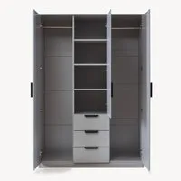 en.casa Kleiderschrank »Eiselfing« 3 Türen, 4 Fächer, 3 Schubladen 176x120x52 cm Grau