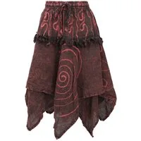 Guru-Shop Minirock Knielanger Boho Zipfelrock, Pixirock - braun alternative Bekleidung
