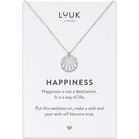 LUUK LIFESTYLE Kette mit Anhänger Muschel, HAPPINESS Geschenkkarte, Geschenkidee