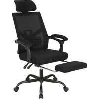 UEV Bürostuhl Schreibtischstuhl ergonomisch,Chefsessel bis 136 kg Höhenverstellbar (atmungsaktiver Stoff drehstuhl mit Armlehnen, Dynamischer Lordosenstütze), neigebar bis 135° verstellbarer Kopfstütze Fußstütze