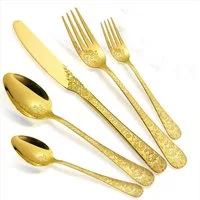 KEENZO Besteck-Set 40 teilig Edelstahl Gold Essbesteck Set florale Muster Griff (40-tlg), 8 Personen, Edelstahl