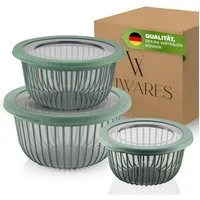 Viwares Schüssel Viwares Schüssel-Set 3er mit Deckel – 1, 2, 3 L Grün