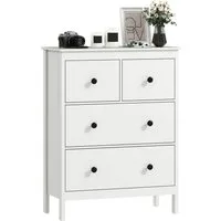 HOMCOM Kommode Sideboard mit 4 Schubladen Moderner Aufbewahrungsschrank (Schubladenschrank, 1 St., Sideboard), für Wohnzimmer Schlafzimmer Flur 74 x 35 x 97 cm Weiß