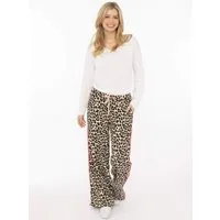 Zwillingsherz Sweathose "Leo Stripe" Leomuster, pinker Seitenstreifen, Kordelzug, Taschen, gerades Bein