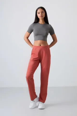 Damen Fleece-Sweatpants mit geradem Bein