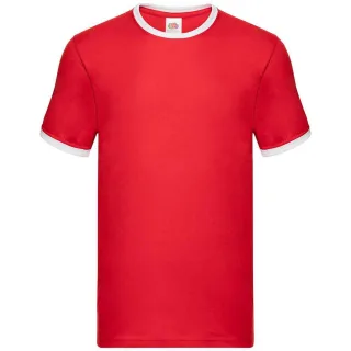 Fruit of the Loom - "Ringer" T-Shirt für Herren (Rot/Weiß)