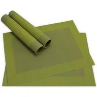 matches21 HOME & HOBBY Platzset Tischsets BORDA 4er Set Oliv-grün als Tischuntersetzer, (4-St), Abwaschbare Platzsets als Tischunterlagen für Ess-Tisch Tisch-Deko