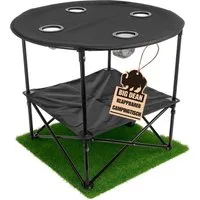 BigDean Campingtisch faltbar 4 Getränkehalter 2fache Ablage Camping Tisch Campingtisch (Packung, 1-St., Camping, Falttisch), Kompakt, Clever, 40kg Belastbarkeit
