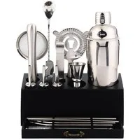 LIANNA Cocktail Shaker 18-teiliges Cocktail Set aus Edelstahl, 600ml Shaker für Bar & Zuhause, (18-tlg., 18-teiliges Cocktail Set aus Edelstahl, 600ml Shaker für Bar & Zuhause)