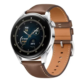 Huawei Watch 3 Classic [inkl. Lederarmband braun] 46mm Edelstahlgehäuse silber