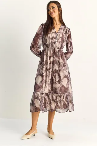 Paisley V-Ausschnitt Midikleid