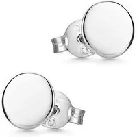Materia Paar Ohrstecker Unisex Silber Plättchen Flach Rund Ø3-7mm SO-438, 925 Sterling Silber, rhodiniert