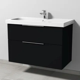 Sanipa 3way Waschtischunterbau zu Geberit iCon Light Waschtisch mit 2 Auszügen, Schwarz-Matt UF57508