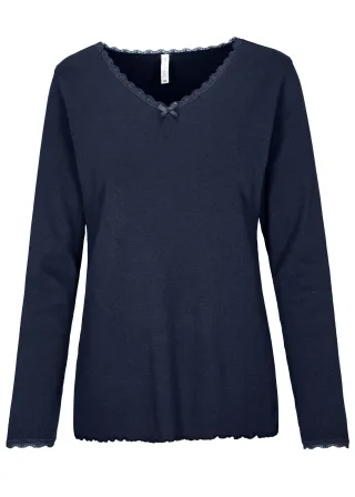 IN LINEA - Da.-Shirt Premium Rib night - Gr. - 36