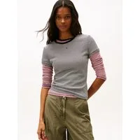 Tommy Jeans Kurzarmshirt TJW ESSENTIAL RIB SHORT SLEEVE EXT Baumwollmischung in gerippter Struktur, Slim Fit