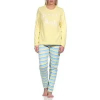 Normann Pyjama Sommerlicher Damen Schlafanzug mit Ringeln in strahlenden Farben