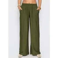 SASSYCLASSY Stoffhose Viskose Hose für Damen Weit geschnittene Hose mit elastischem Bund und Eingriffstaschen