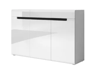 Sideboard HL1-45, 137 cm x 92 cm x 39 cm, weiss/weiss hochglanz/schwarz NBHL1-45-weiss